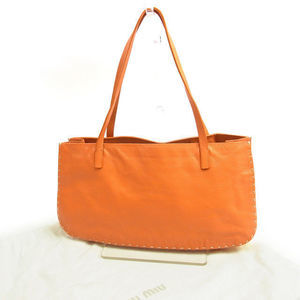 Miu Miu Tote Bag Handbag Stitching Orange Bag